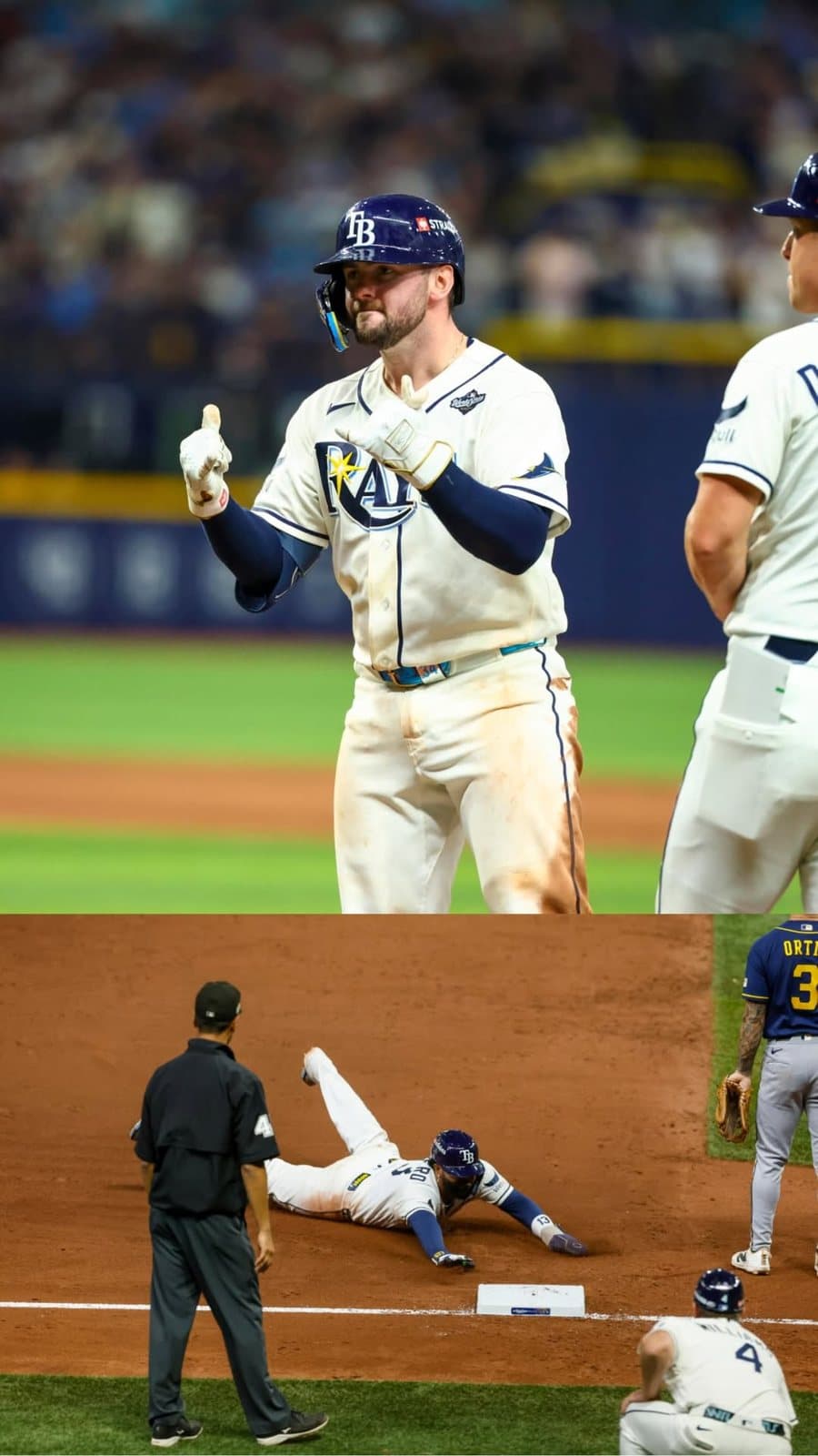 Un lanzador de los Rays celebra un out clave. Foto: Tampa Bay Rays.
