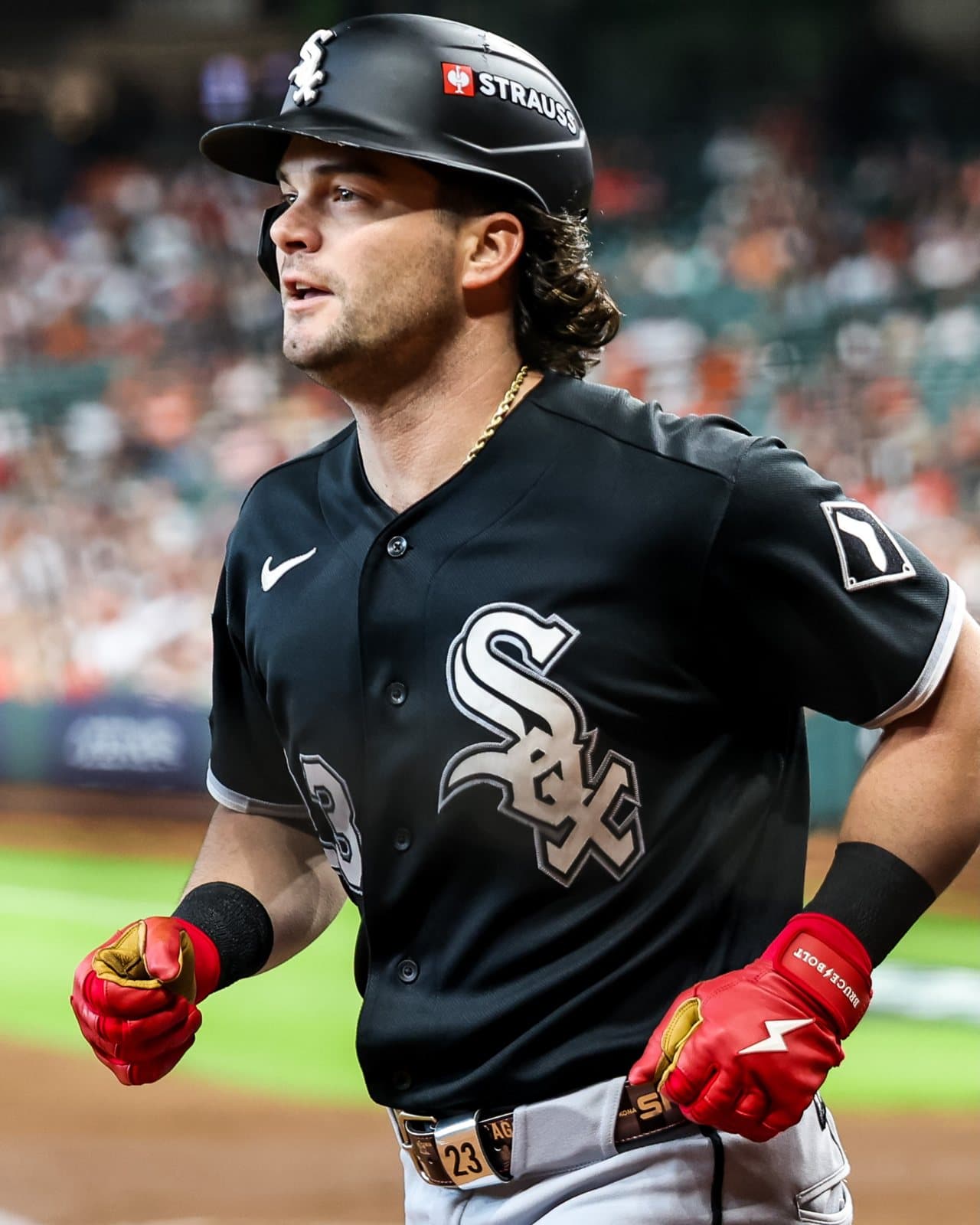 Andrew Benintendi (#23) en Houston durante la Serie de Comodines. Foto: Chicago White Sox.