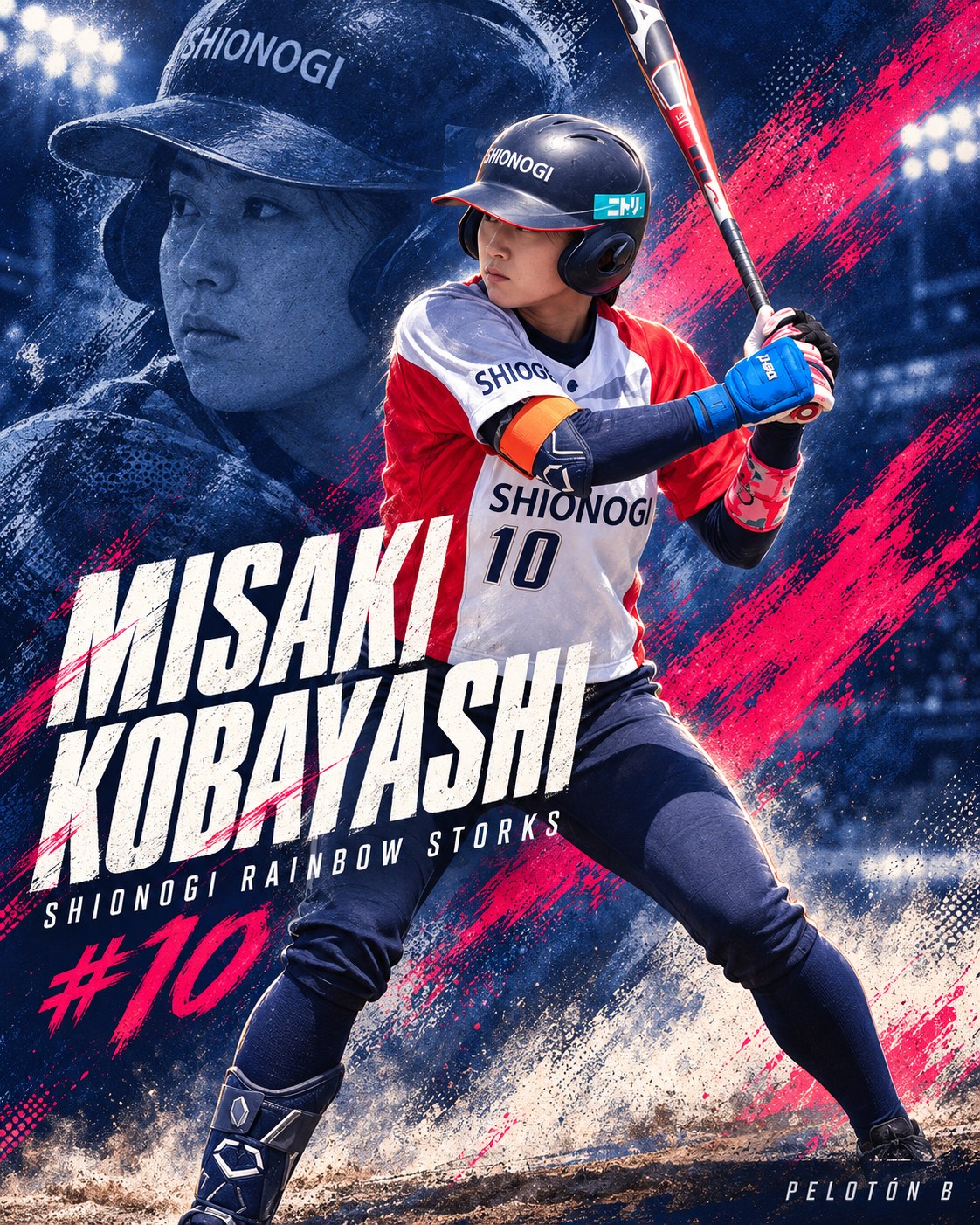 Misaki Kobayashi (#10) de SHIONOGI Rainbow Storks, elegida MWP por sus 2 hits y buena defensa en el triunfo 2-1 ante NSK. Ilustración: Pelotón B.
