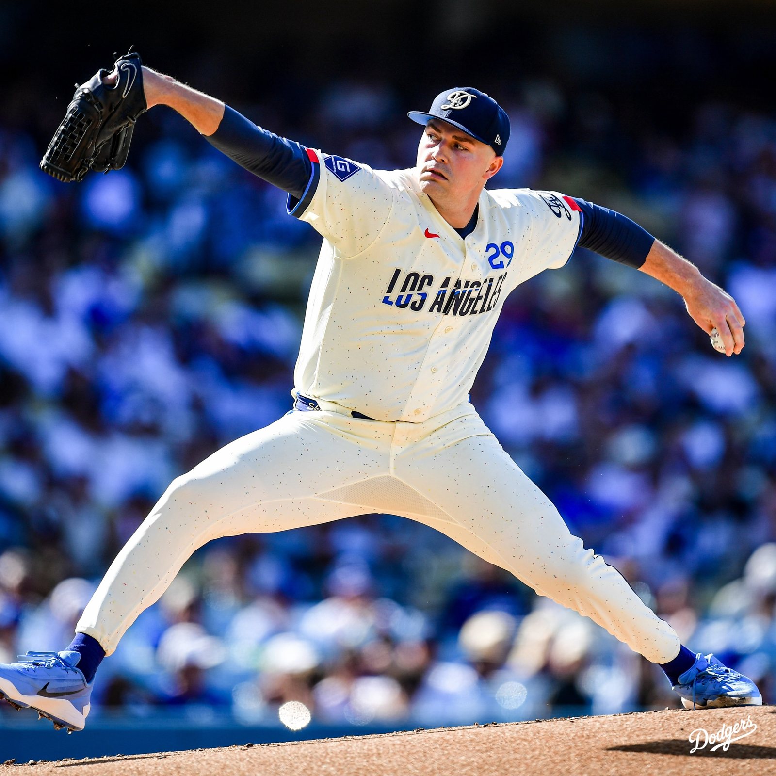Tarik Skubal (#29), abridor de los Dodgers en el Juego 1. Foto de archivo: Los Angeles Dodgers.