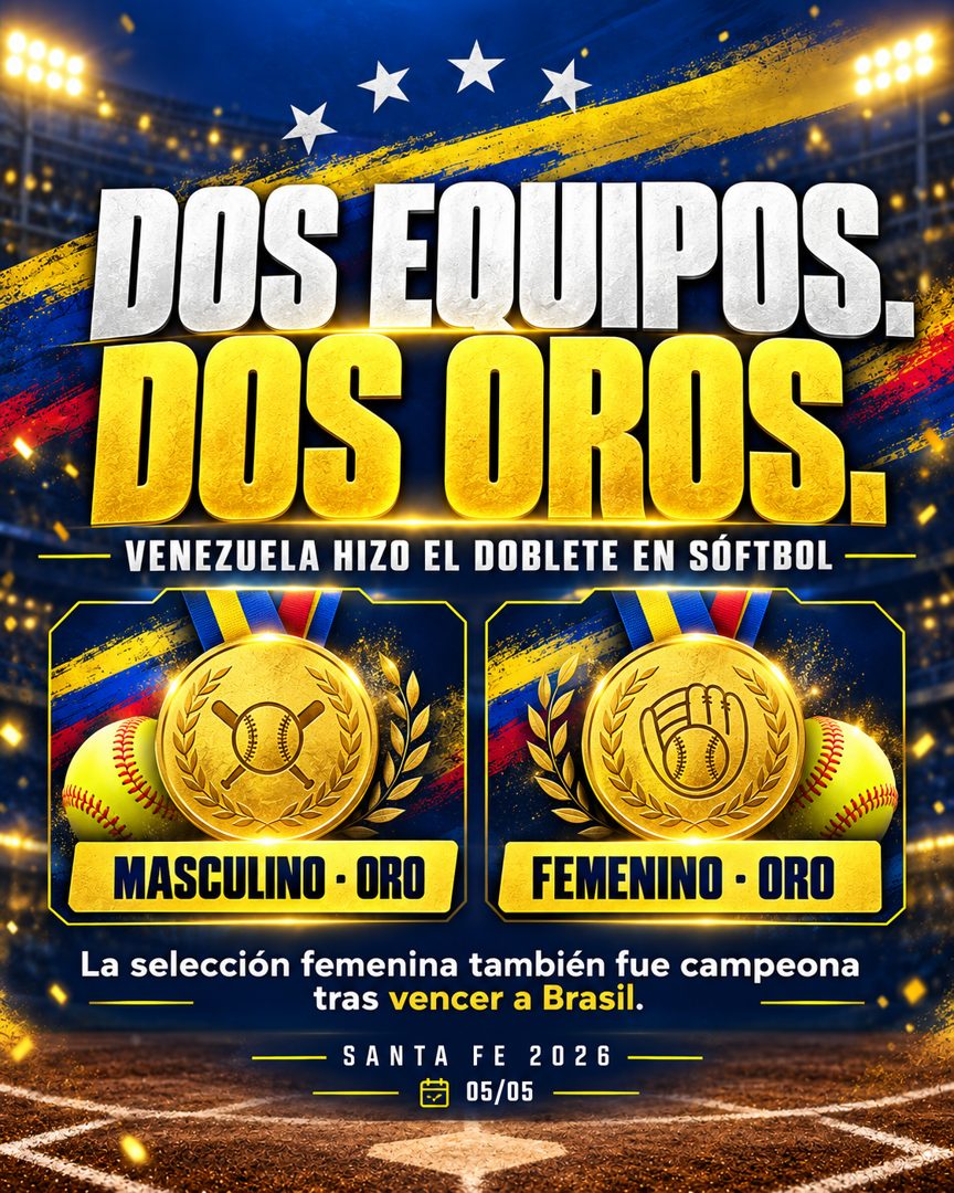 Venezuela hizo el doblete en el sóftbol de Santa Fe 2026. Gráfico: Pelotón B.