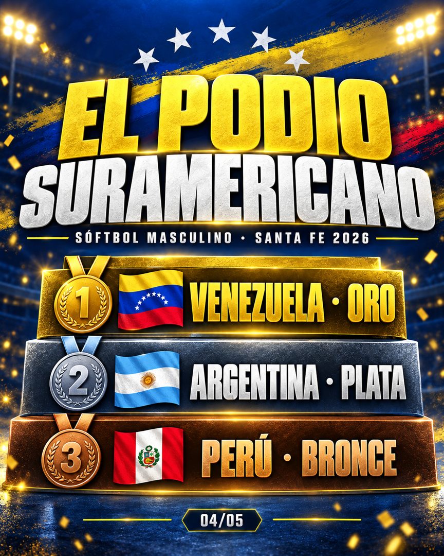 El podio suramericano del sóftbol masculino. Gráfico: Pelotón B.